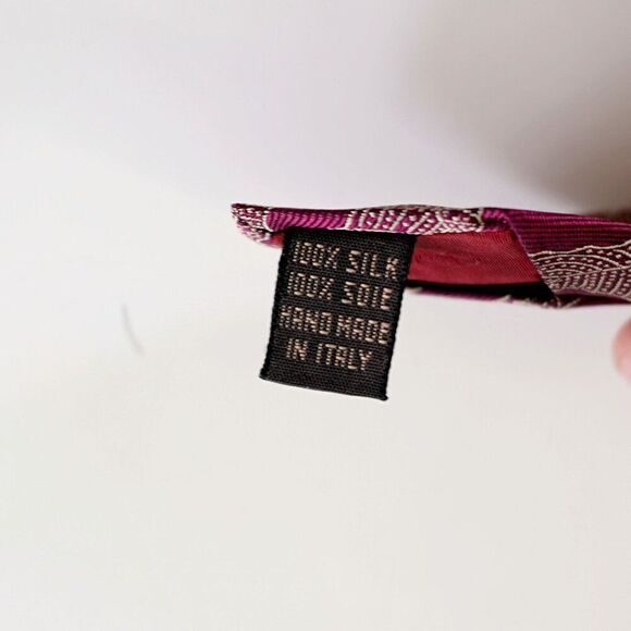 Valentino Cravatte Purple Tan Abstract Floral Woven Short Silk Tie Italy - Picture 4 of 7